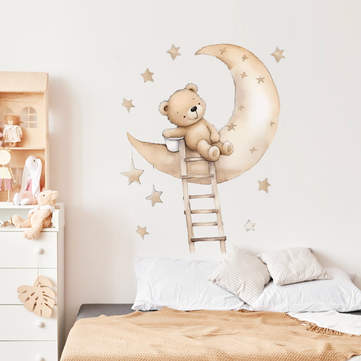 สติ๊กเกอร์ติดผนังรูปหมีน่ารักส - Baby Nursery Wallpaper Girl บทวิจารณ์และราคา