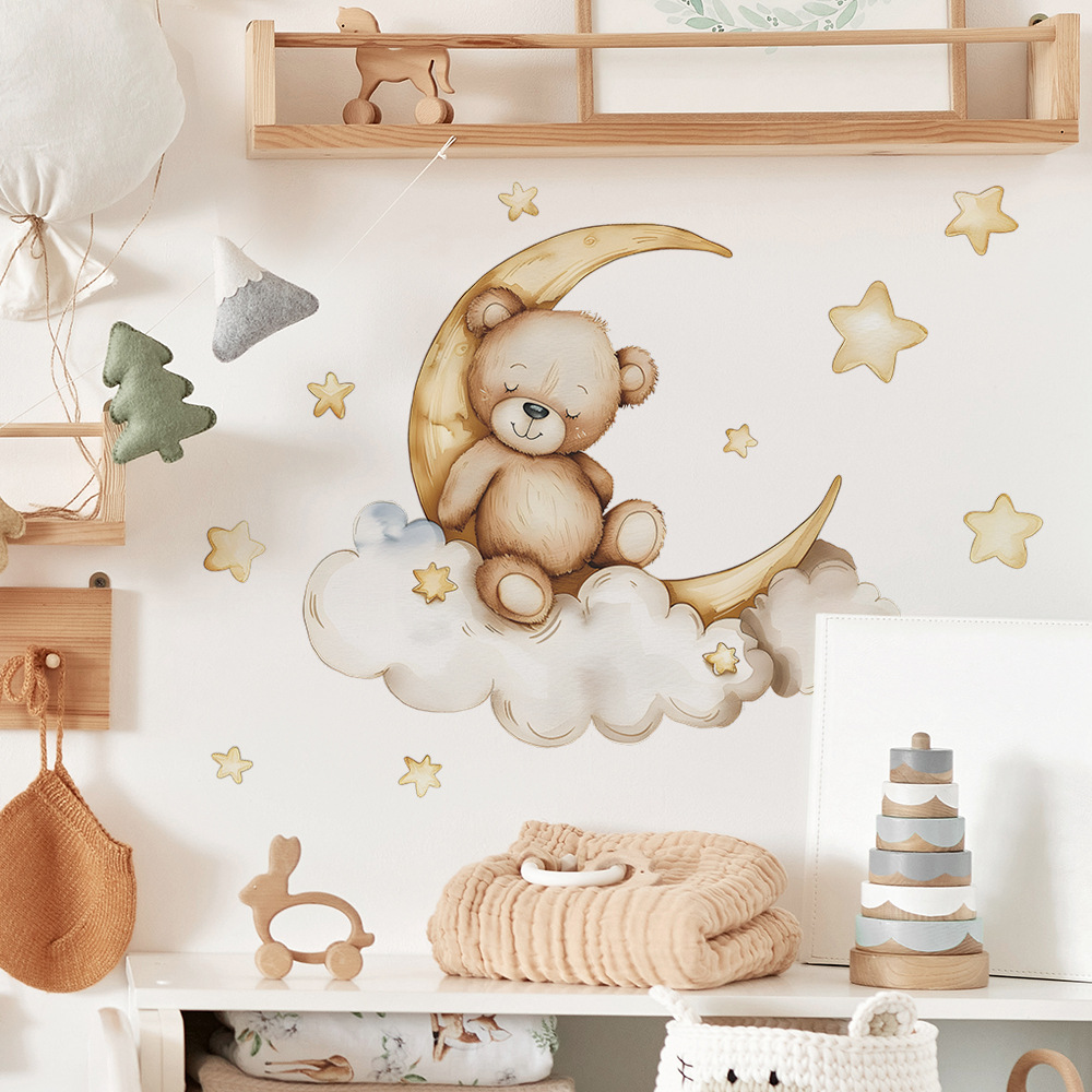 สติ๊กเกอร์ติดผนังรูปหมีน่ารักส - Baby Nursery Wallpaper Girl บทวิจารณ์และราคา