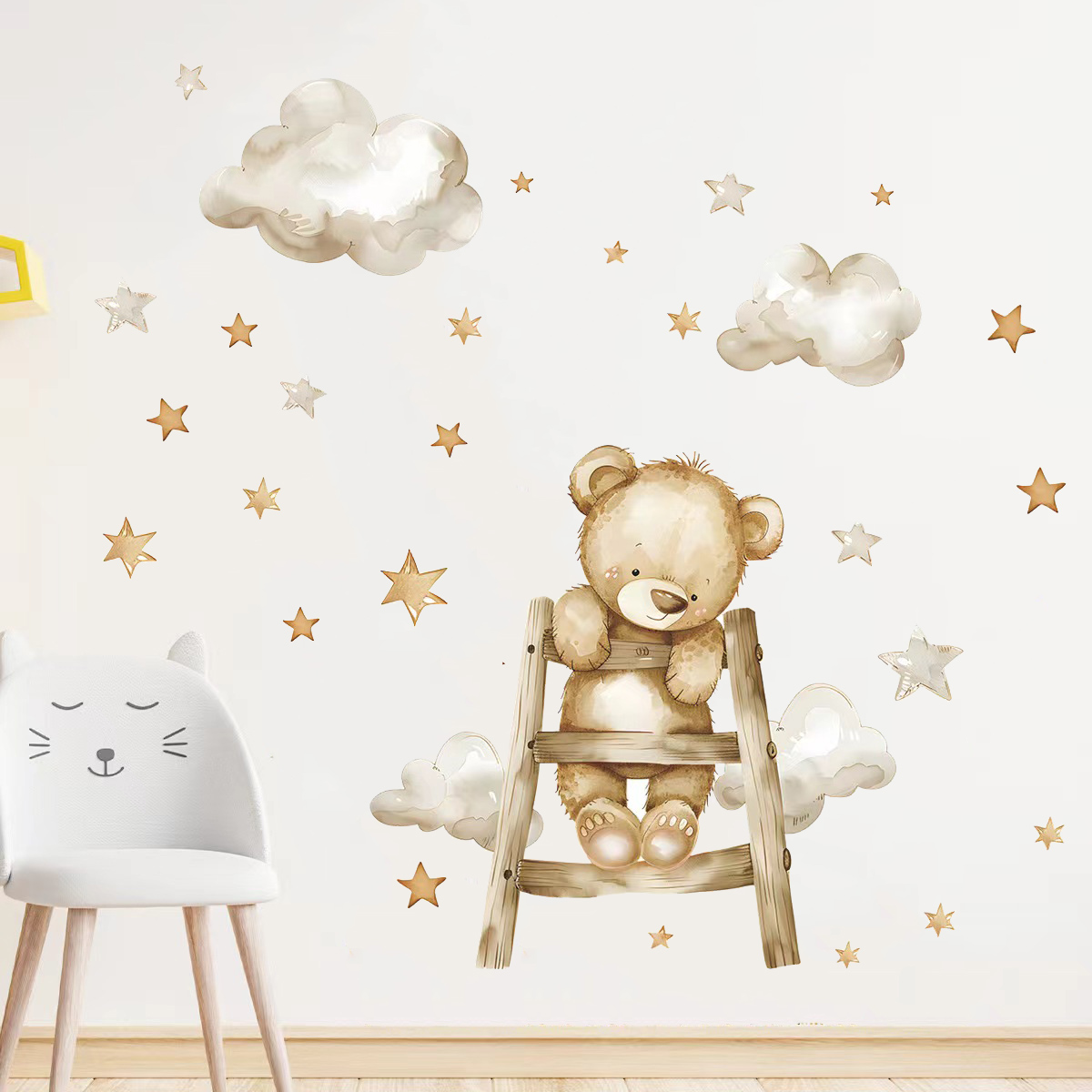 สติ๊กเกอร์ติดผนังรูปหมีน่ารักส - Baby Nursery Wallpaper Girl บทวิจารณ์และราคา