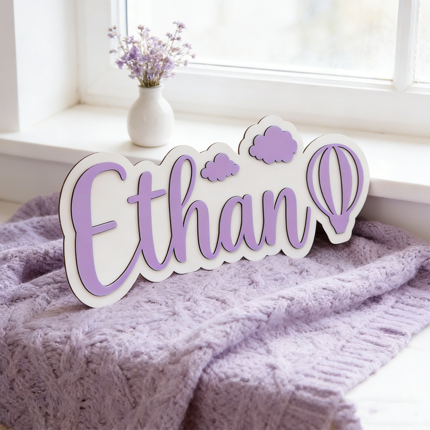 ป้ายชื่อห้องรูปบอลลูนลมร้อนและ - Baby Nursery Name บทวิจารณ์และราคา