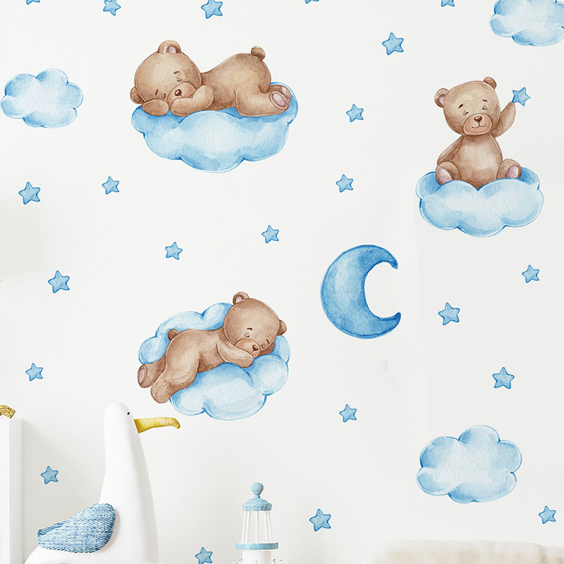 สติ๊กเกอร์ติดผนังลายหมีเท็ดดี้ - Baby Nursery Wallpaper Girl บทวิจารณ์และราคา