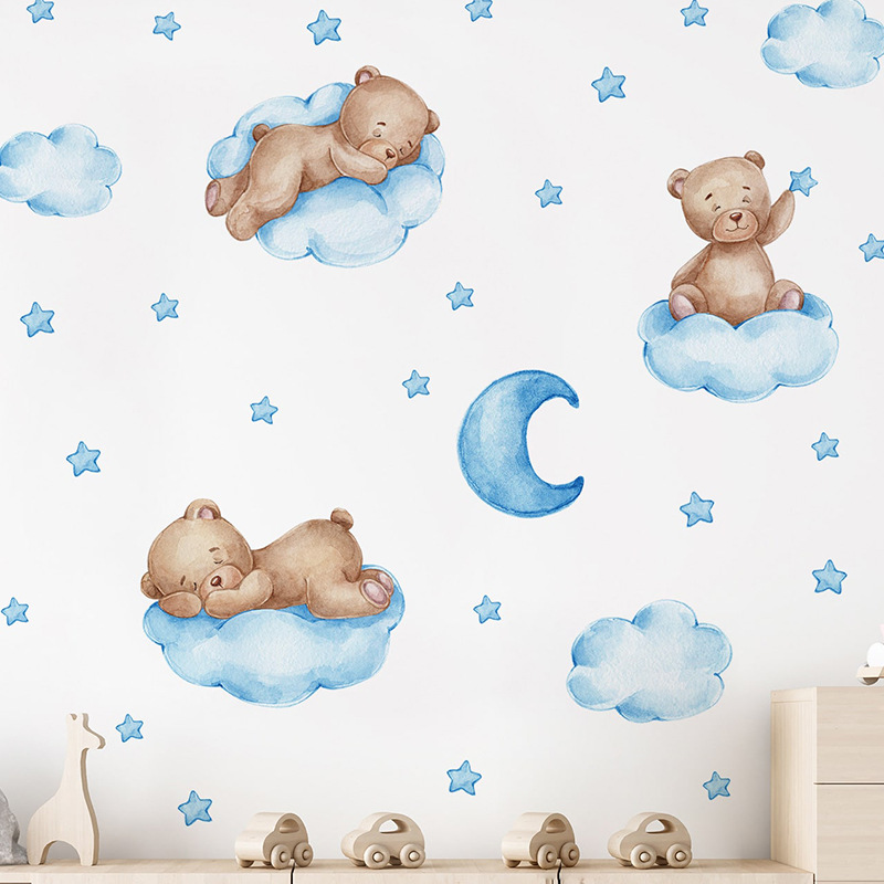 สติ๊กเกอร์ติดผนังลายหมีเท็ดดี้ - Baby Nursery Wallpaper Girl บทวิจารณ์และราคา