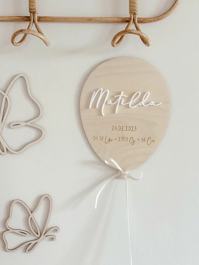 ป้ายบอลลูนชื่อเด็กแบบสั่งทำพิเ - Baby Nursery Keepsake บทวิจารณ์และราคา