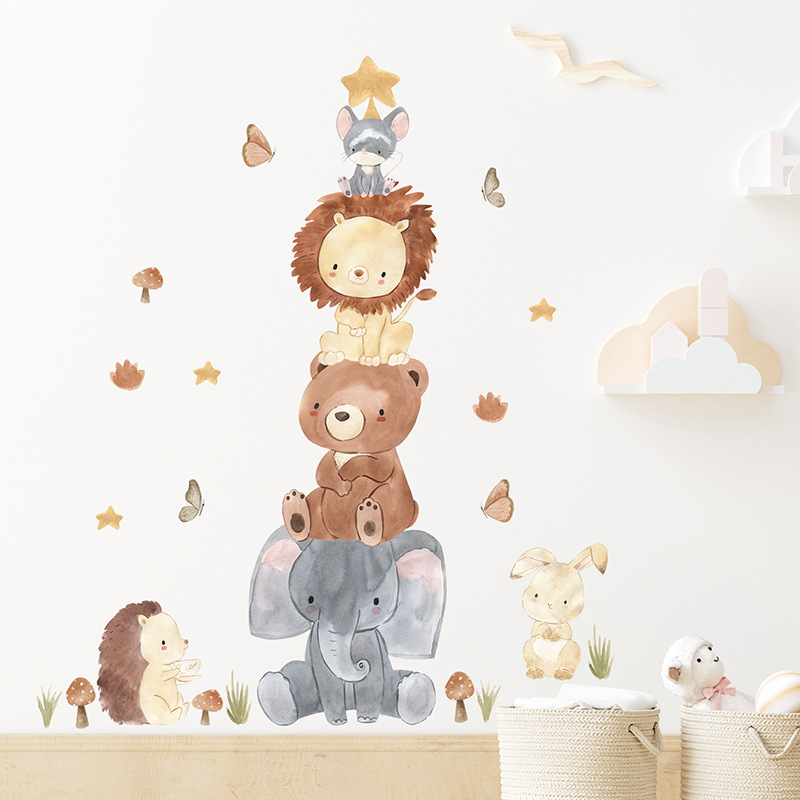 สติ๊กเกอร์ติดผนังลายสัตว์ป่าน่ - Baby Nursery Wallpaper Girl บทวิจารณ์และราคา