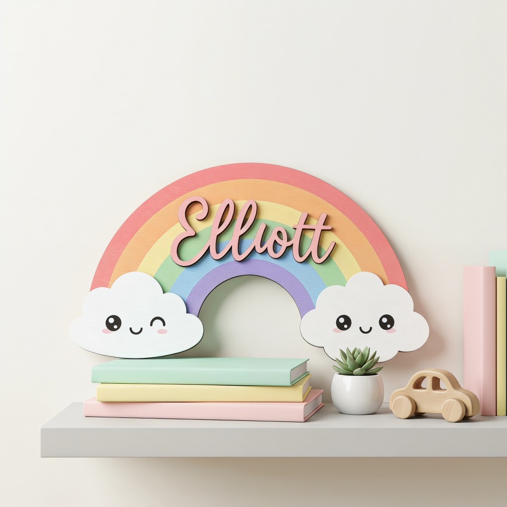 ป้ายชื่อไม้รูปเมฆยิ้มน่ารักแบบ - Baby Nursery Keepsake บทวิจารณ์และราคา