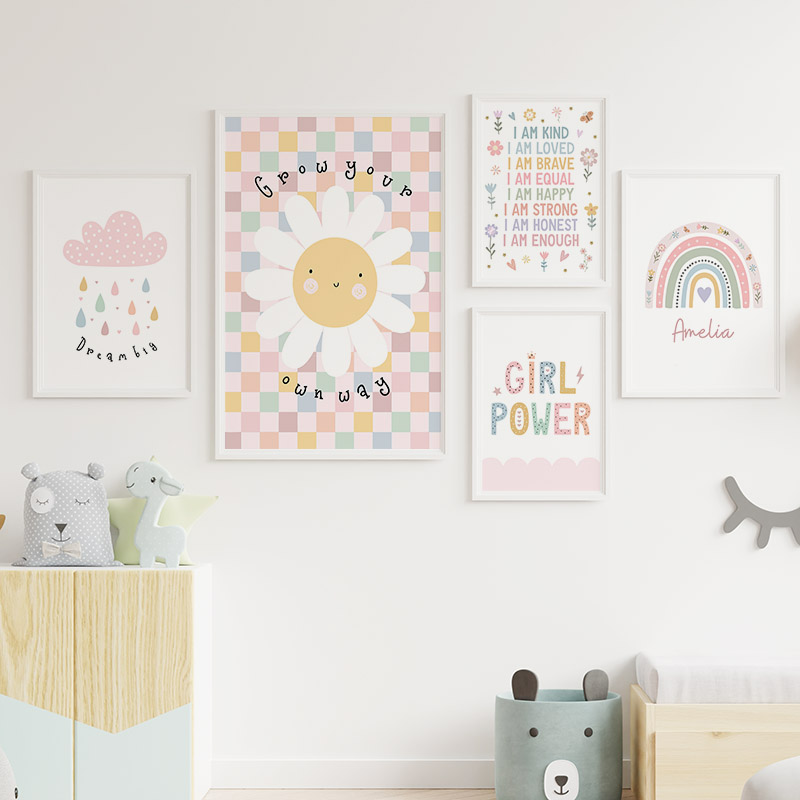 Sun ดอกไม้ Rainbow Cloud Heart - Baby Nursery Paintings บทวิจารณ์และราคา